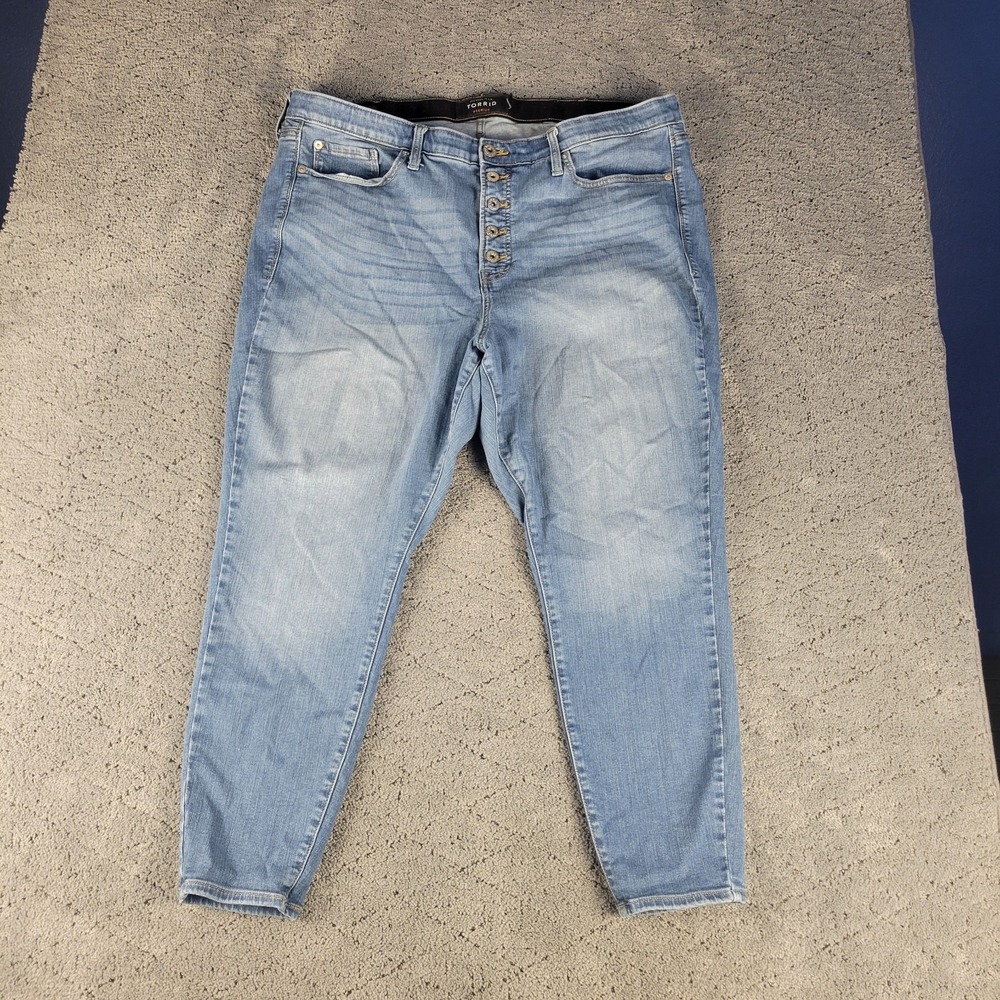Torrid Jeans Womens 24 Blue Sky High Skinny Button Fly Premium Medium Wash Denim